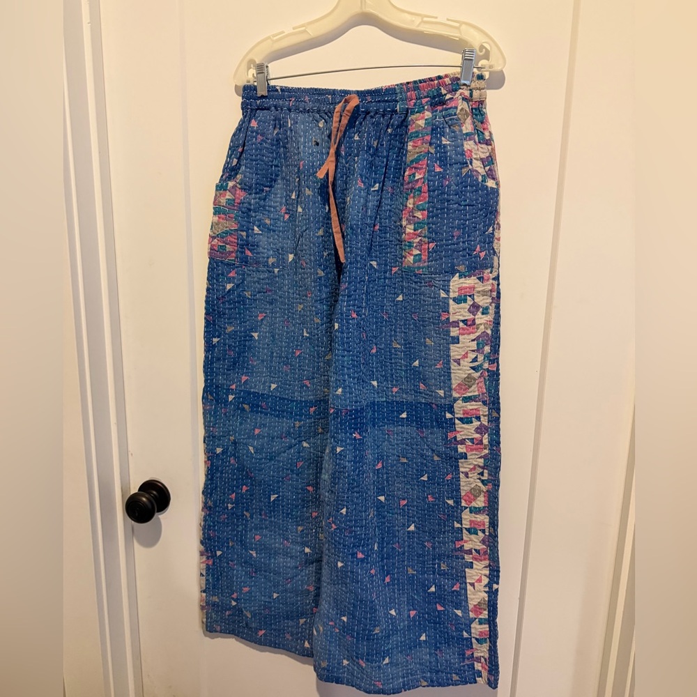 Women's Harem Pants Boho Hippie Blue Striped ~ Size Small 24" - 26"